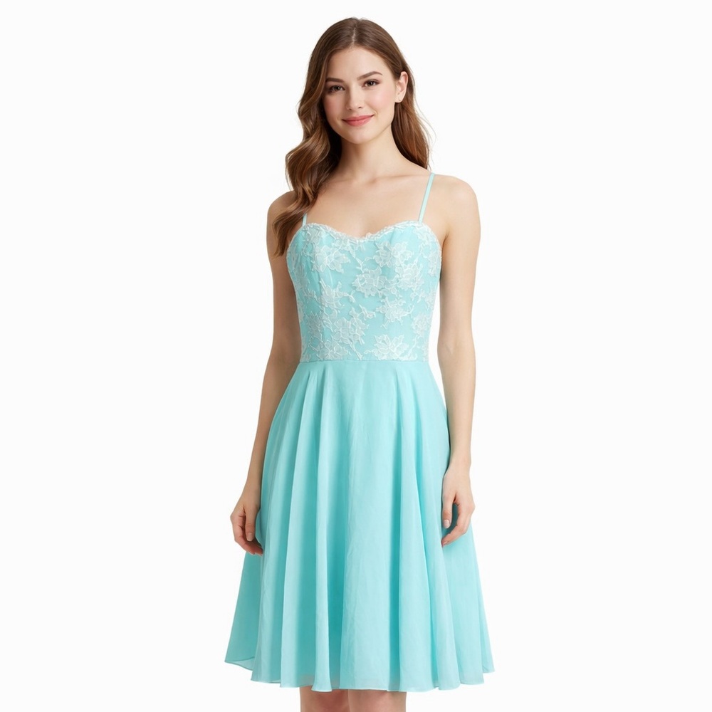 Sorella Vita Mint Cocktail mini knee length Prom Bridal Lace Midi Dress Womens M